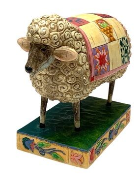 Jim Shore Heartwood Creek Sheep Figurine w/ Patchwork Quilt Peace In The Valley